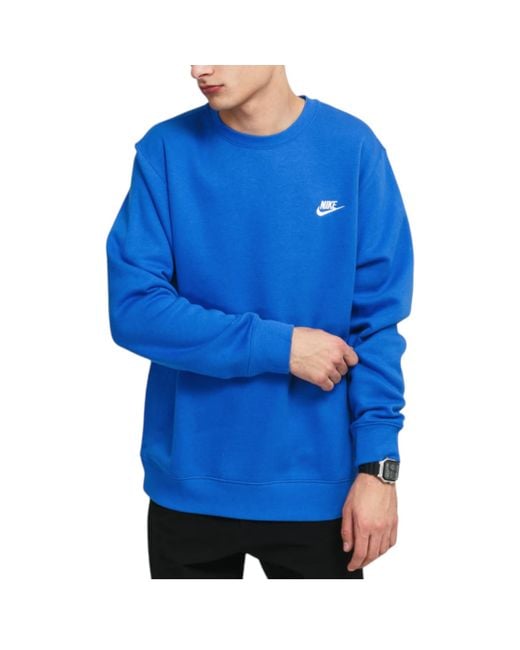 Nike Blue Bv2662 Sportswear Club Fleece Crew Relax Fit Sweatshirt for men