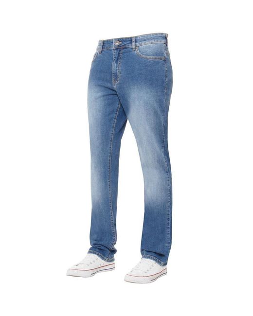 Kruze By Enzo Blue Straight Leg Stretch Jeans for men