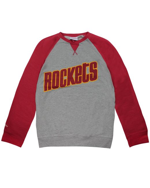 Mitchell & Ness Gray Houston Rockets Nba Turf Fleece Crew Sweater for men