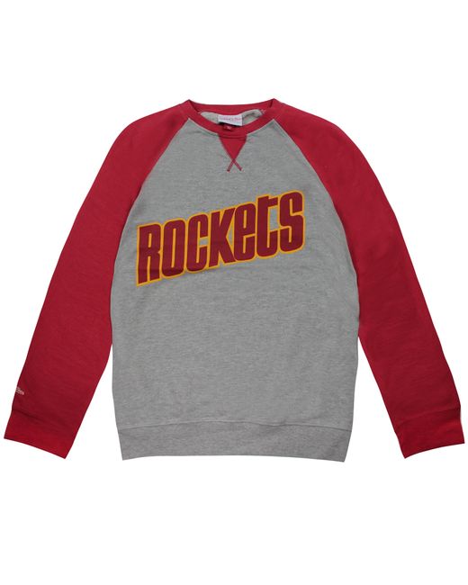 Mitchell & Ness Gray Houston Rockets Nba Turf Fleece Crew Sweater for men