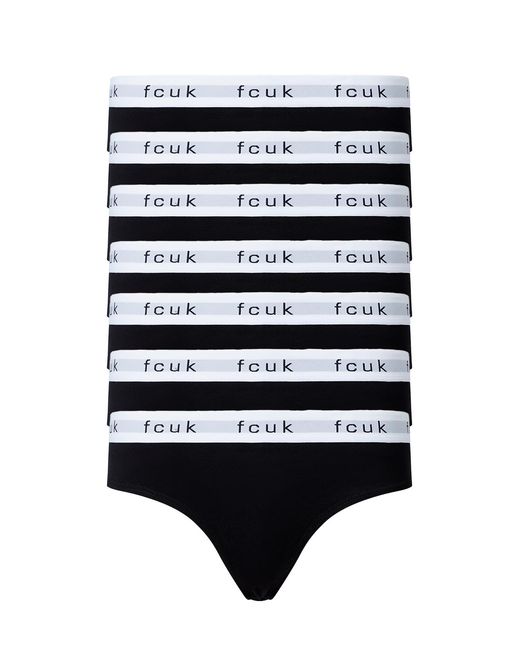 French Connection Black 7 Pack Cotton Fcuk Ladies Briefs