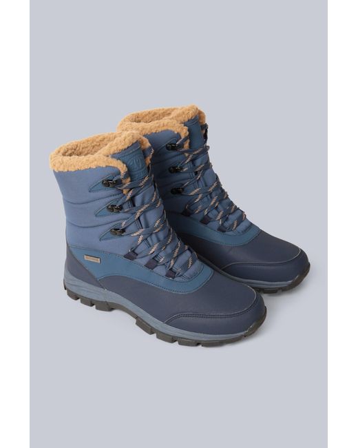 Mountain Warehouse Blue 'Blizzard' Snow Boots With Heel & Toe Bumpers Waterproof Winter Shoes for men