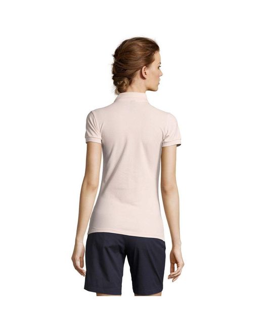 Sol's Pink Ladies People Pique Short Sleeve Cotton Polo Shirt (Pale)