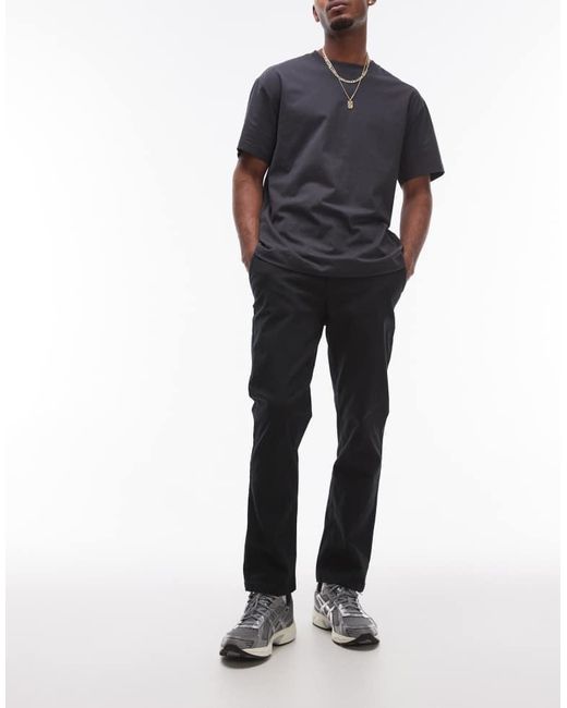 Topman Blue Straight Chino Trousers for men