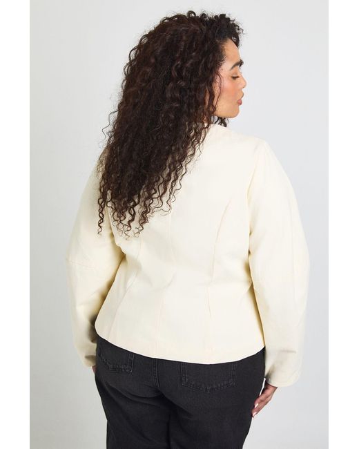 Boohoo White Plus Twill Balloon Sleeve Ciniched Blazer