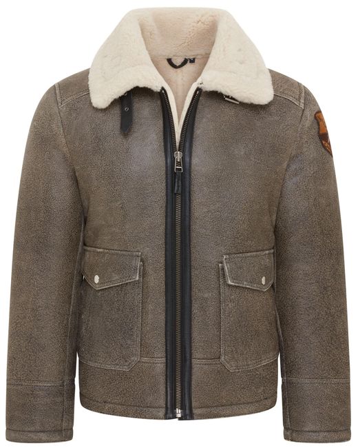 Infinity Leather Brown B3 Shearling Bomber Aviator Jacket for men
