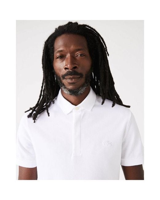 Lacoste White Paris Regular Stretch Cotton Piqué Polo Shirt for men