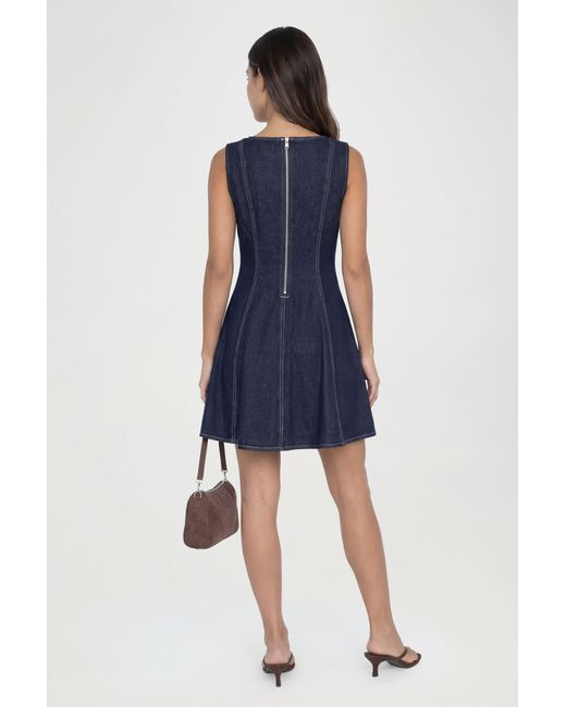 Boohoo Blue Tall Sleeveless Flippy Hem Denim Dress