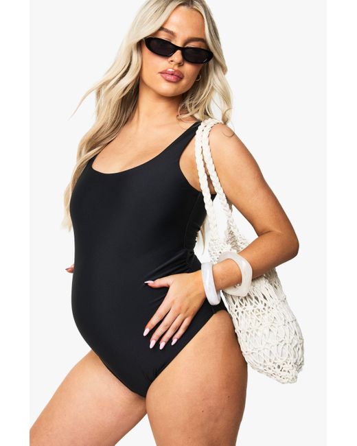 Boohoo Black Maternity Square Neck Swimsuit