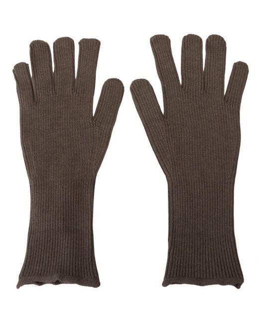 Dolce & Gabbana Brown Cashmere Knitted Winter Gloves for men