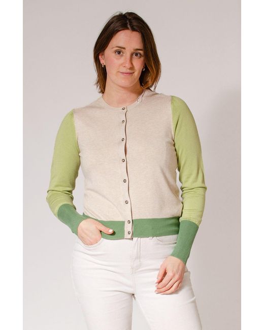 Secret Label Green Fine Knit Block Colour Cardigan