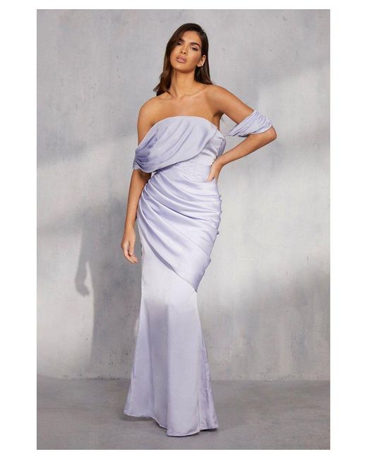 MissPap Gray Maggie Premium Satin Corset Draped Gown