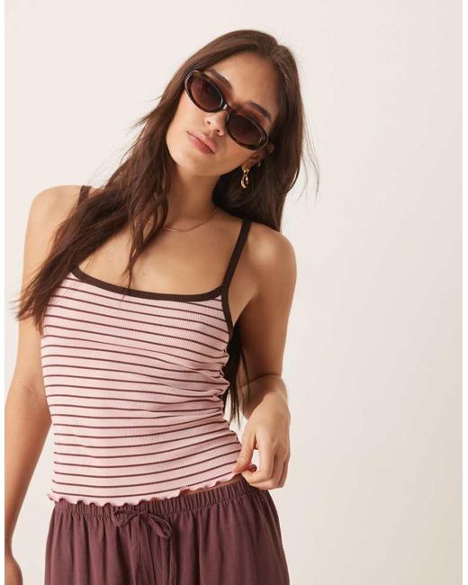 ASOS Pink Rib Cami With Contrast Binding