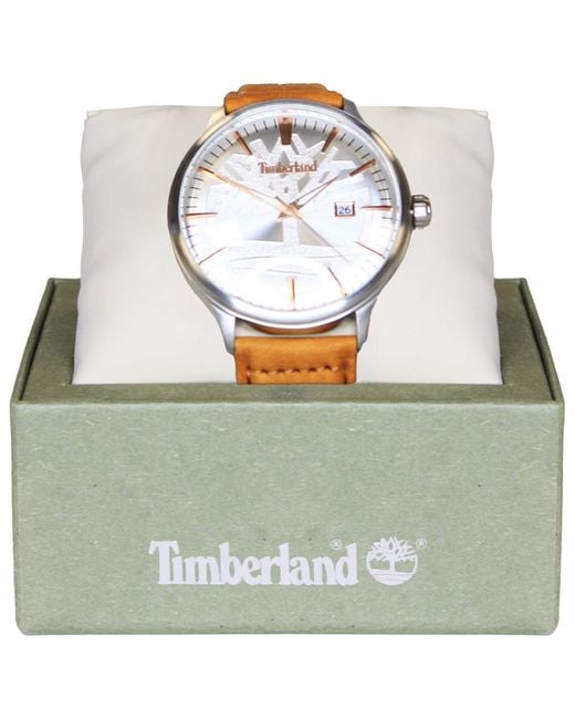 Timberland Metallic Analogue Leather Tan Watch for men