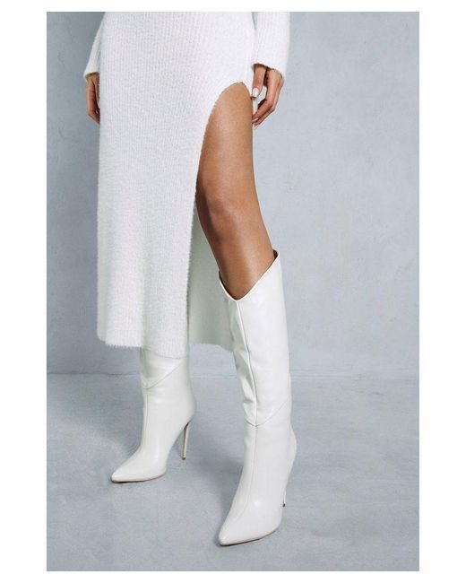 MissPap Blue Premium Fluffy Bardot Split Leg Maxi Dress