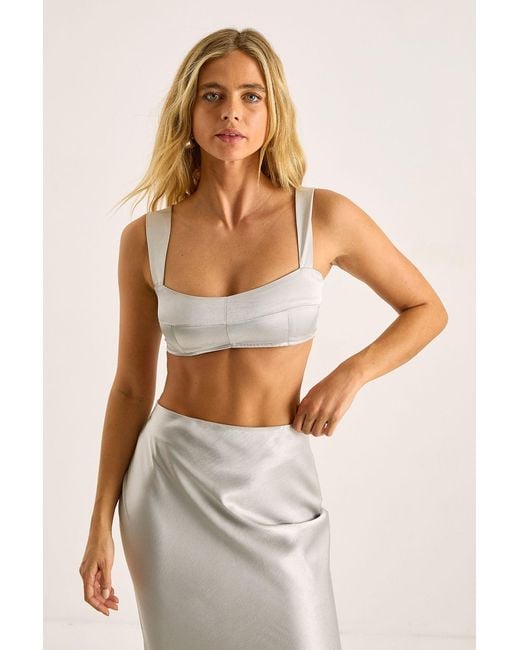 Nasty Gal White Satin Panelled Bralet