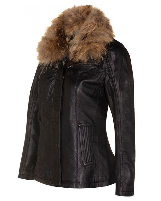Infinity Leather Black Slim Fit Parker Jacket-Millom