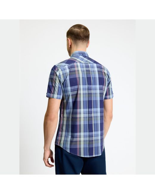 Ben Sherman Blue Block Check Shirt (Twilight Denim) for men