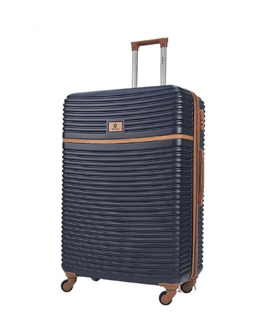 Infinity Leather Blue Hardshell Cabin Suitcase Robust 4 Wheel Abs Luggage Travel Bag