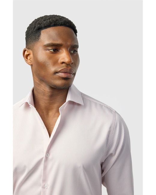 Alexandre Silver Label Gray Long Sleeve Striped Tailored Formal Shirt for men