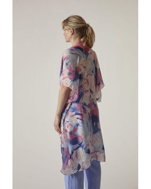 James Lakeland Blue Iris Print Beach Kaftan Cover-Up