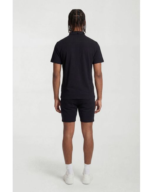 BoohooMAN Blue Slim Fit Jersey Short Sleeve Revere Shirt for men