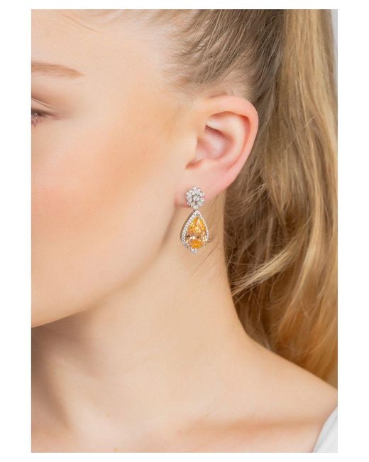 Latelita London Metallic Olivia Teardrop Crystal Drop Earrings Peach