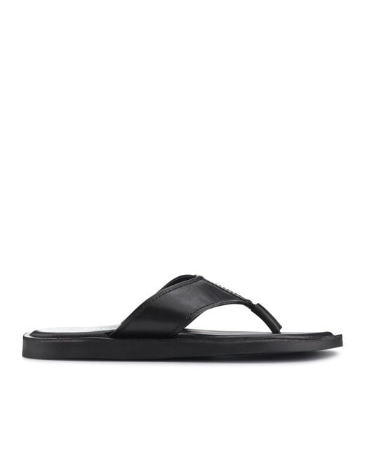 Jones Bootmaker Black Weybridge Leather Toe-Post Sandals for men