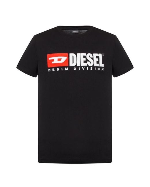 DIESEL Black T-shirt With Splashed-effect Logo for men