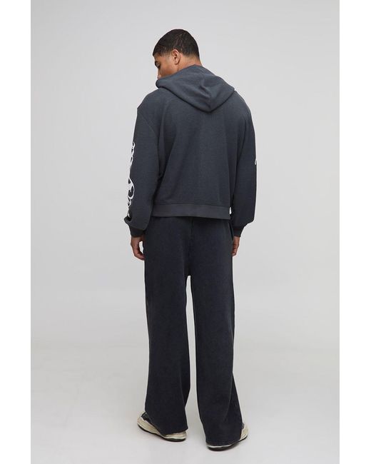 BoohooMAN Black Wide Leg Drop Crotch Washed Cross Diamante Joggers for men