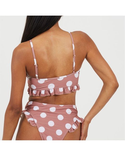 Brave Soul Multicolor Polka Dot Patterned Scoop Neck Bikini Top