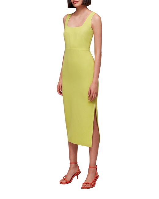 Whistles Green Elenor Square Neck Midi Dress