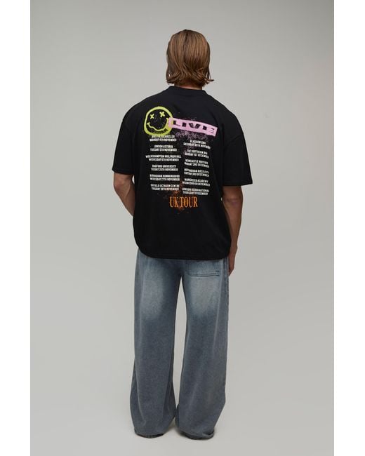 BoohooMAN Gray Oversized Nirvana Tour License Print T-Shirt for men
