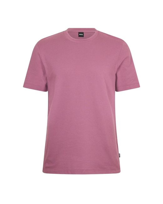 Boss Purple Tiburt Bubble Structure Cotton Short Sleeve T-Shirt for men