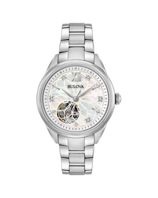 Bulova Metallic Automatic Ladies Watch 96P181 Stainless Steel