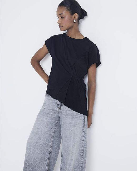 River Island Blue Colour Block Belted Top
