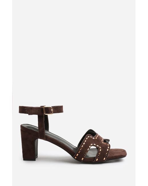 Where's That From Black Wheres 'Ivy' Low Block Heel With Cut Out Detailing And Diamantes