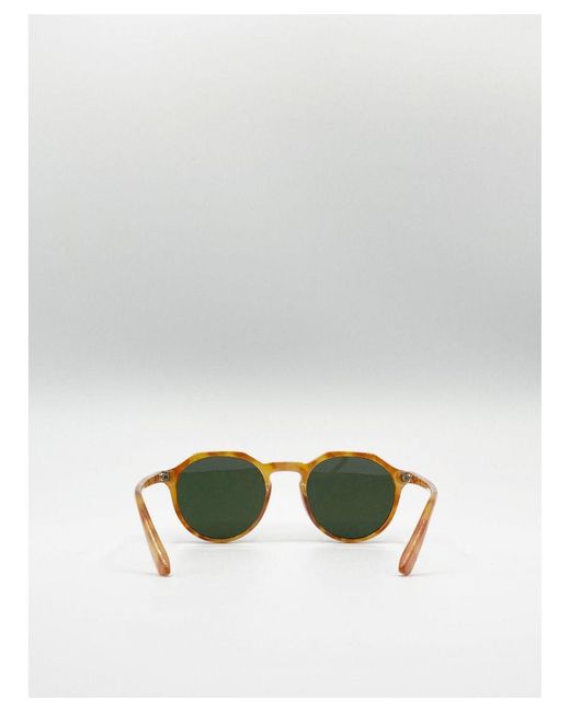 SVNX Brown Classic Preppy Sunglasses With Key Hole Nosebridge for men