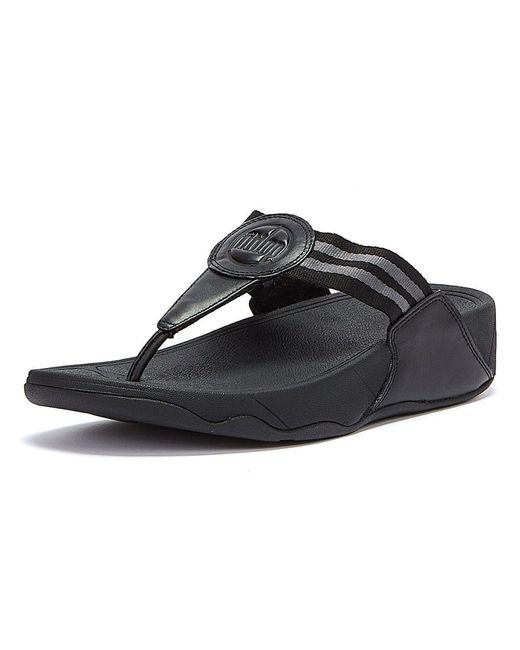 Fitflop Black Walkstar Webbing Flip Flops
