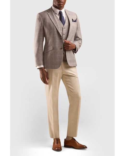 Scott Natural Sleeveless V-Neck Plain Tailored Suit Waistcoat for men
