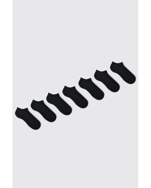 BoohooMAN Black 7 Pack Plain Trainer Socks for men