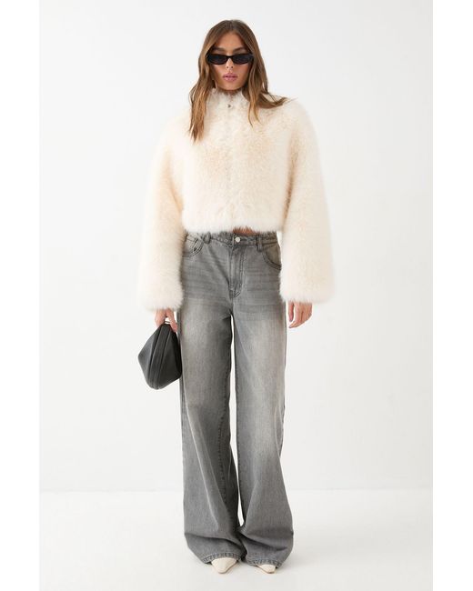 MissPap Multicolor Cropped Faux Fur Jacket