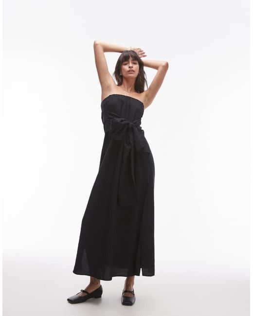 TOPSHOP White Tie Front Bandaeu Dress