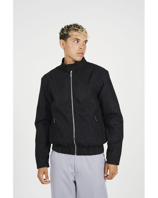 Brave Soul Black Faux Suede Bomber Jacket for men
