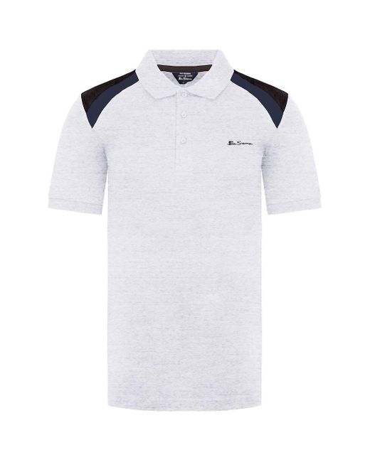 Ben Sherman White Embroidered Light Polo Shirt Cotton for men