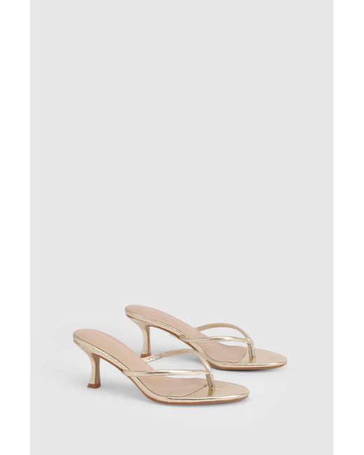 Boohoo Brown Toe Post Heeled Mules