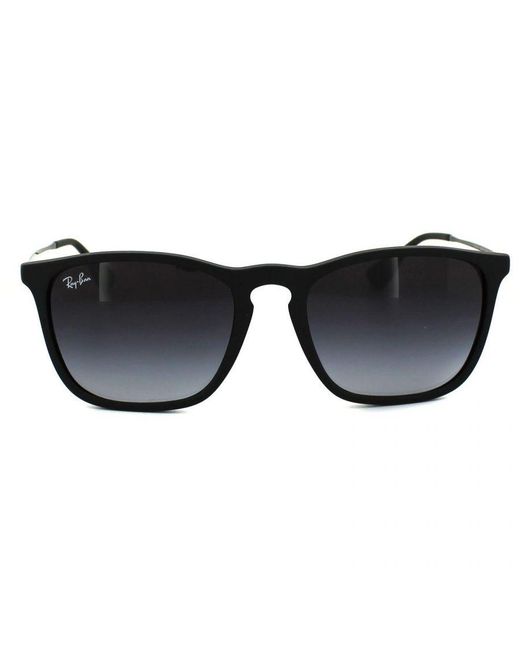 Ray-Ban Black Retro Round Rubber Gradient Sunglasses for men
