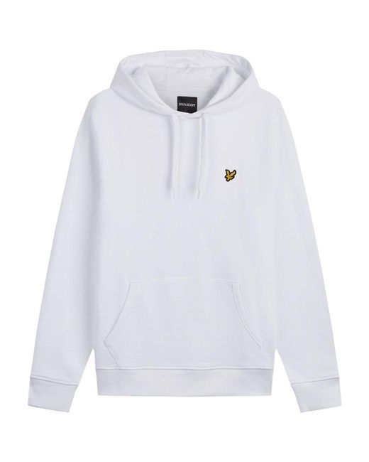 Lyle & Scott White Branded Light Mist Pull-Over Hoodie for men