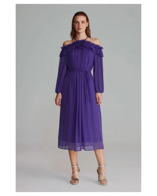 GUSTO Purple Long Evening Dress