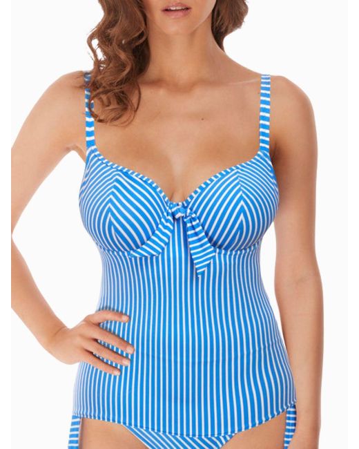 Freya Blue Beach Hut Non Padded Plunge Tankini